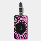 Chic Pink Leopard Print Luggage Tag Gepäckanhänger (Vorderseite vertikal)