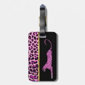 Chic Pink Leopard Print Luggage Tag Gepäckanhänger (Rückseite vertikal)