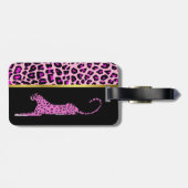 Chic Pink Leopard Print Luggage Tag Gepäckanhänger (Rückseite horizontal)