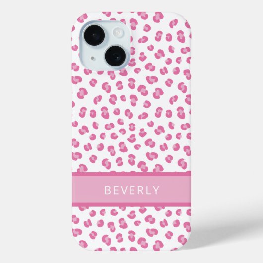 Chic Pink Leopard Print Personalisiert Case-Mate iPhone Hülle (Rückseite)