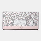 Chic Pink Leopard Print Personalisiert Schreibtischunterlage (Tastatur & Maus)