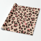 Chic Pink Leopard Print Wrapping Paper Geschenkpapier (Ungerollt)