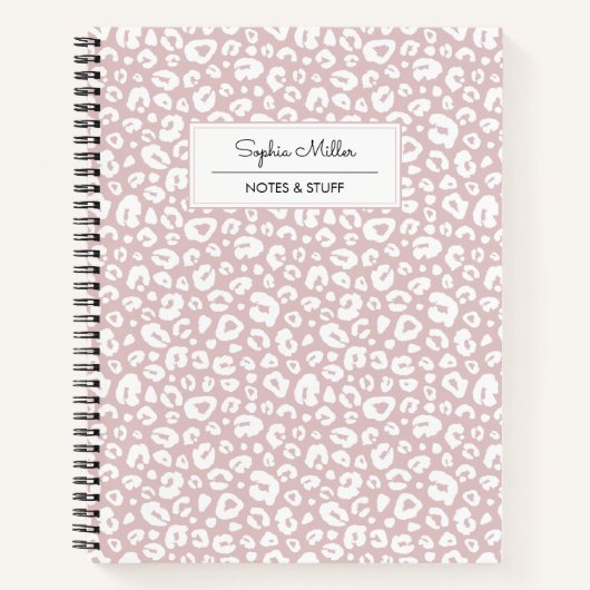 Chic Pink Leopard Skin Pattern Monogram Notizblock (Vorderseite)