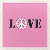 Chic Pink Liebe Peace Hearts Glasuntersetzer (Vorderseite)