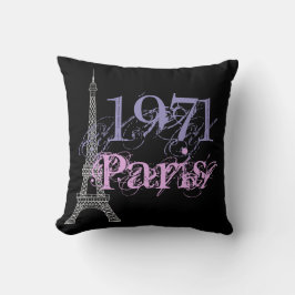 Chic Pink Lila Eiffelturm Geburtstag Jahr Kissen