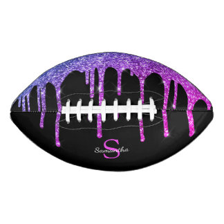 Chic Pink Lila Glitzer Sparkle Tropfen Monogram Football
