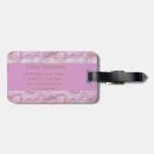 Chic Pink Lila Gold Agate Geode Monogram Gepäckanhänger (Rückseite horizontal)