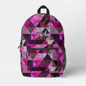 Chic pink lila grau geometrisch bedruckter rucksack (Vorderseite)