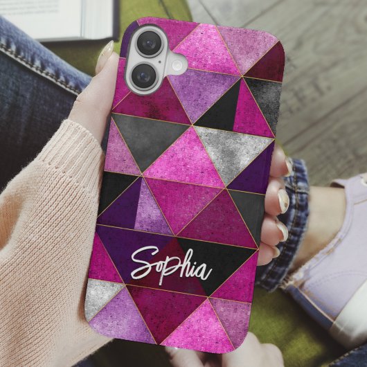 Chic pink lila grau geometrisch Case-Mate iPhone hülle