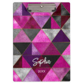 Chic pink lila grau geometrisch klemmbrett (Vorderseite)