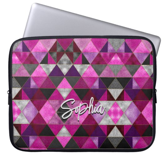Chic pink lila grau geometrisch laptopschutzhülle (Vorderseite)