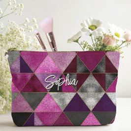 Chic pink lila grau geometrisch zubehörtasche