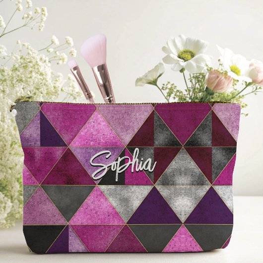 Chic pink lila grau geometrisch zubehörtasche