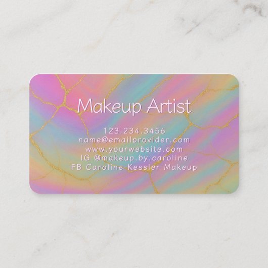 Chic Pink Lila Türkisblau Aquamarin blau goldmarmo Visitenkarte (Rückseite)