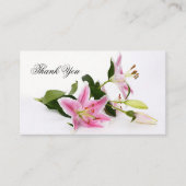 Chic Pink Lilies Floral Danke Business Card Visitenkarte (Vorderseite)