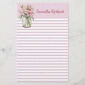 Chic Pink Lined Custom Stationery Briefpapier (Vorderseite)
