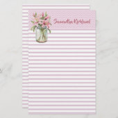 Chic Pink Lined Custom Stationery Briefpapier (Vorne/Hinten)