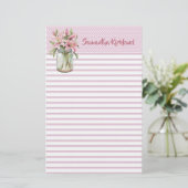 Chic Pink Lined Custom Stationery Briefpapier (Stehend Vorderseite)