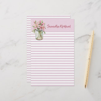 Chic Pink Lined Custom Stationery Briefpapier