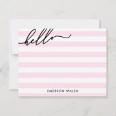 Chic Pink Lines Black Hello Add Name Mitteilungskarte (Vorderseite)