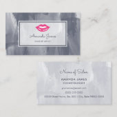Chic Pink Lips Steel Graue Wasserfarbe Makeup Arti Visitenkarte (Vorne/Hinten)