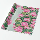 Chic Pink Lotus Blume Botanische Vegetation Geschenkpapier (Ungerollt)