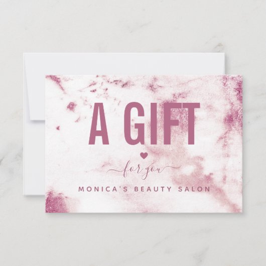 Chic Pink Marble Elegante Glam Beauty Salon Modern (Vorderseite)