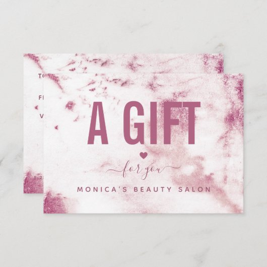 Chic Pink Marble Elegante Glam Beauty Salon Modern (Vorne/Hinten)