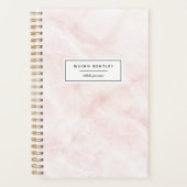 Chic Pink Marmor Personalisiert Planer (Vorderseite)