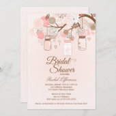 Chic pink Mason Jar Blumenkohl Brautparty laden Einladung (Vorne/Hinten)