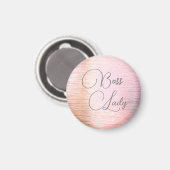 Chic Pink Mattiert Glass Boss Lady Magnet (Vorderseite/Rückseite)