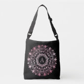 Chic Pink Metallic Black Mandala Monogram Tragetaschen Mit Langen Trägern (Vorderseite)