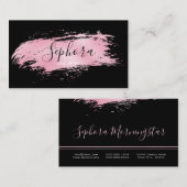 Chic Pink Metallic Foil Paint Stroke Visitenkarte (Vorne/Hinten)