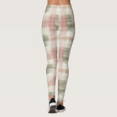 Chic Pink Mint Cream Plaid Stripes  Leggings (Rückseite)