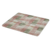 Chic Pink Mint Cream Plaid Stripes   Schneidebrett (Ecke)