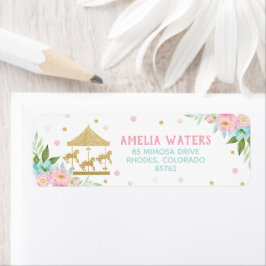 Chic Pink Minz floral Carousel Geburtstagsparty