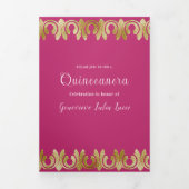 Chic Pink mit Gold Quinceanera Party Einladung (Cover)