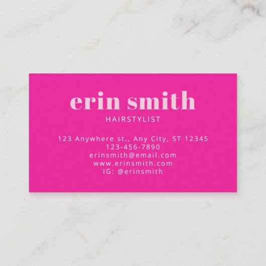 Chic Pink Modern Fairstylist Visitenkarte (Rückseite)