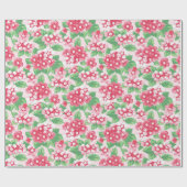 Chic Pink Modern Floral Girl Muster Geschenkpapier (Flach)