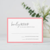 Chic Pink Moderne Hochzeit RSVP Karte (Stehend Vorderseite)