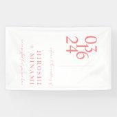 Chic Pink Moderne Minimalistische Hochzeit Willkom Banner (Horizontal)