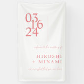 Chic Pink Moderne Minimalistische Hochzeit Willkom Banner (Vertikal)