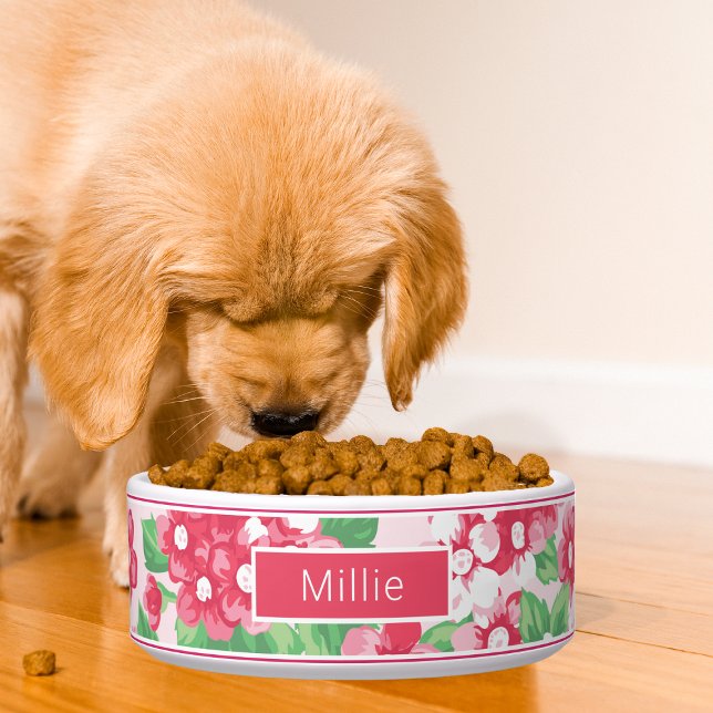 Chic Pink Modernes Blumenmuster Napf (Von Creator hochgeladen)