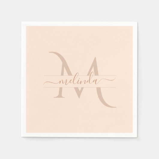 Chic Pink Monogram Script Name Feminine Serviette (Vorderseite)