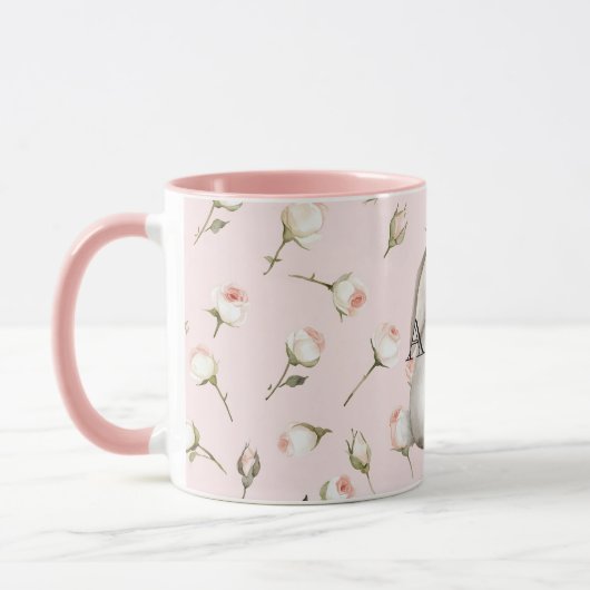 Chic Pink Niedlich Bunny Rose Bloral Tasse (Links)