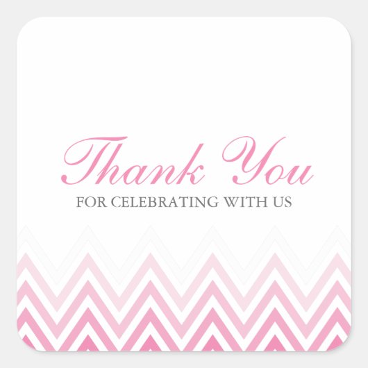 Chic Pink Ombre Chevrons Quadratischer Aufkleber (Vorderseite)