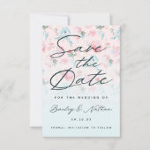 Chic Pink Ombre French Garden Bloral Peony Wedding Save The Date (Vorderseite)