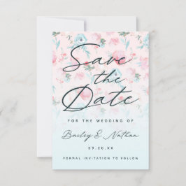 Chic Pink Ombre French Garden Bloral Peony Wedding Save The Date