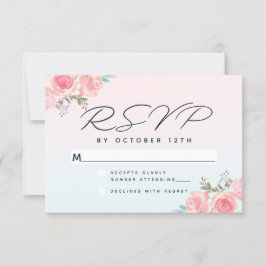 Chic Pink Ombre French Garden Floral Wedding RSVP Karte