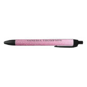 Chic Pink Ombre Glitzer Black Ink Pen Kugelschreiber (Unterseite)